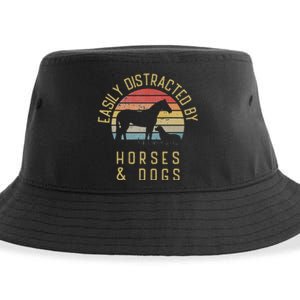 Easily distracted by horses and dogs I like heart horse dog Sustainable Bucket Hat