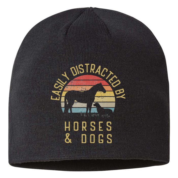 Easily distracted by horses and dogs I like heart horse dog Sustainable Beanie