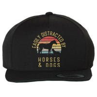 Easily distracted by horses and dogs I like heart horse dog Wool Snapback Cap