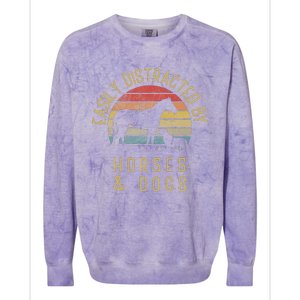 Easily distracted by horses and dogs Colorblast Crewneck Sweatshirt