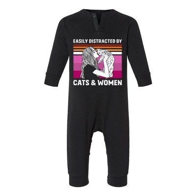 Easily Distracted By Cats And Wo Funny For Lesbian Pride Infant Fleece One Piece