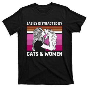 Easily Distracted By Cats And Wo Funny For Lesbian Pride T-Shirt