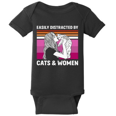 Easily Distracted By Cats And Wo Funny For Lesbian Pride Baby Bodysuit