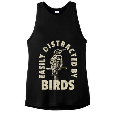 Easily Distracted By Birds Ladies PosiCharge Tri-Blend Wicking Tank