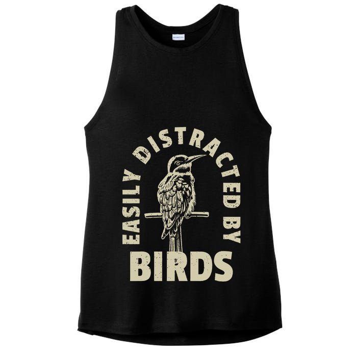Easily Distracted By Birds Ladies PosiCharge Tri-Blend Wicking Tank