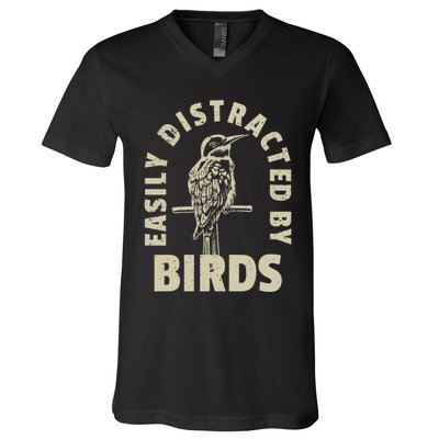 Easily Distracted By Birds V-Neck T-Shirt