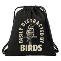 Easily Distracted By Birds Drawstring Bag
