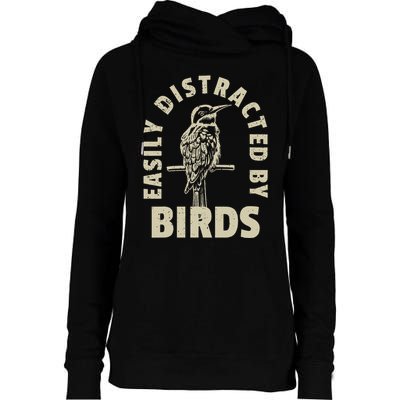 Easily Distracted By Birds Womens Funnel Neck Pullover Hood