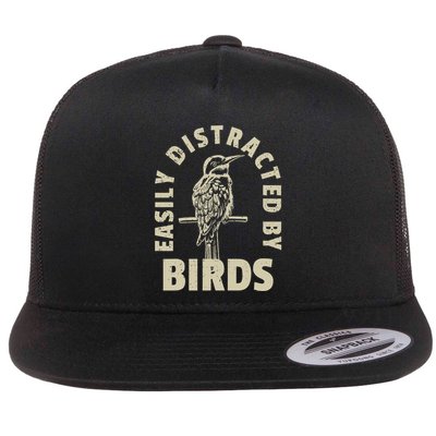 Easily Distracted By Birds Flat Bill Trucker Hat