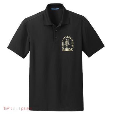 Easily Distracted By Birds Dry Zone Grid Polo