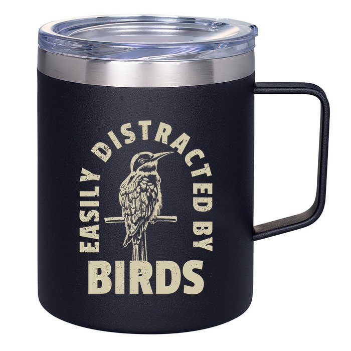 Easily Distracted By Birds 12oz Stainless Steel Coffee Mug