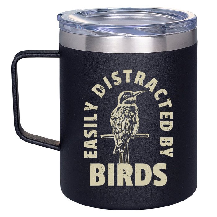 Easily Distracted By Birds 12oz Stainless Steel Coffee Mug