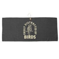 Easily Distracted By Birds Large Microfiber Waffle Golf Towel