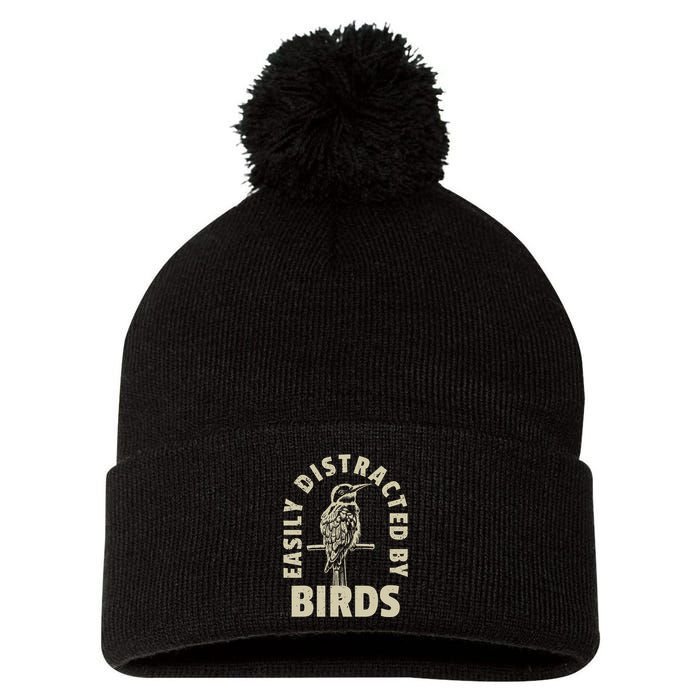 Easily Distracted By Birds Pom Pom 12in Knit Beanie