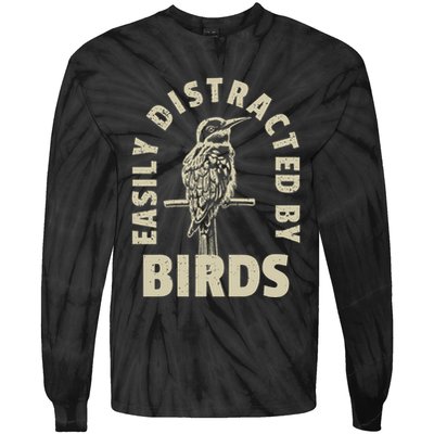 Easily Distracted By Birds Tie-Dye Long Sleeve Shirt