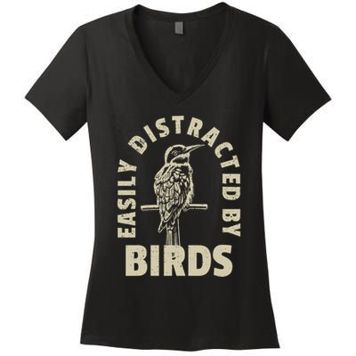 Easily Distracted By Birds Women's V-Neck T-Shirt