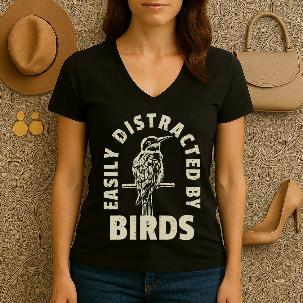 Easily Distracted By Birds Women's V-Neck T-Shirt