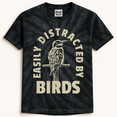 Easily Distracted By Birds Kids Tie-Dye T-Shirt