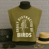 Easily Distracted By Birds Garment-Dyed Women's Muscle Tee