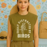 Easily Distracted By Birds Garment-Dyed Women's Muscle Tee