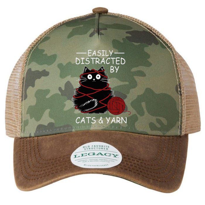 Easily Distracted By Cats And Yarn Kitten Lover Crochet Legacy Tie Dye Trucker Hat