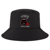 Easily Distracted By Cats And Yarn Kitten Lover Crochet Cool Comfort Performance Bucket Hat