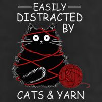 Easily Distracted By Cats And Yarn Kitten Lover Crochet Cool Comfort Performance Bucket Hat