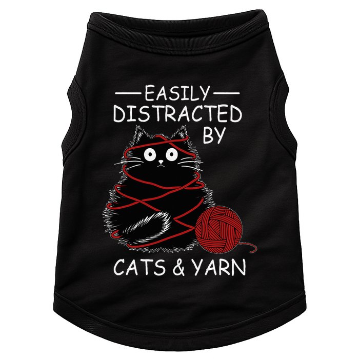 Easily Distracted By Cats And Yarn Kitten Lover Crochet Doggie Tank