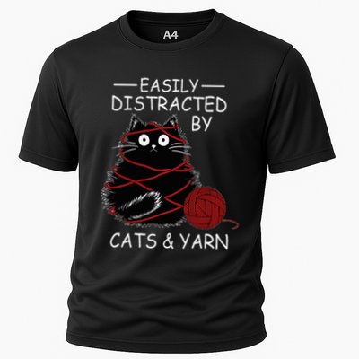 Easily Distracted By Cats And Yarn Kitten Lover Crochet Performance Shirt
