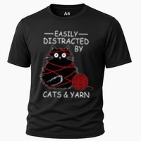 Easily Distracted By Cats And Yarn Kitten Lover Crochet Performance Shirt