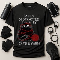 Easily Distracted By Cats And Yarn Kitten Lover Crochet Performance Shirt