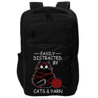 Easily Distracted By Cats And Yarn Kitten Lover Crochet Impact Tech Backpack