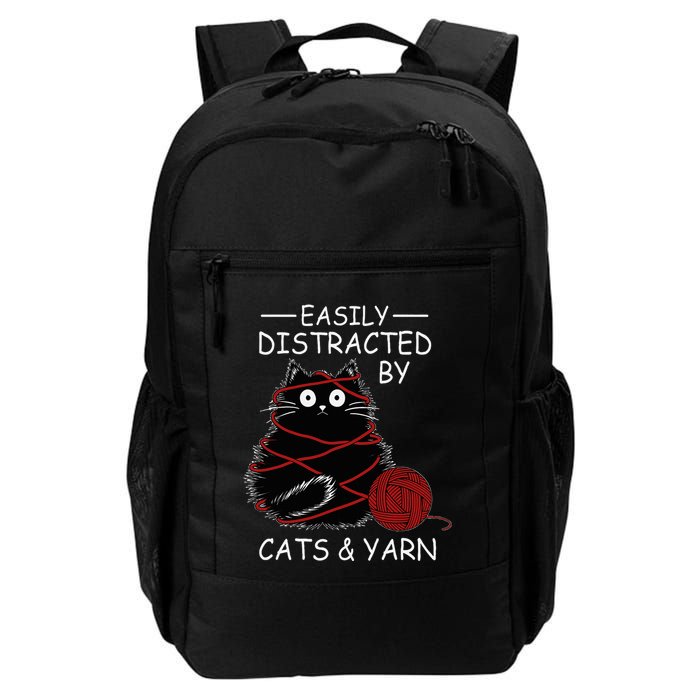 Easily Distracted By Cats And Yarn Kitten Lover Crochet Backpack