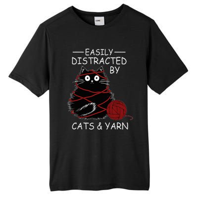 Easily Distracted By Cats And Yarn Kitten Lover Crochet Tall Fusion ChromaSoft Performance T-Shirt