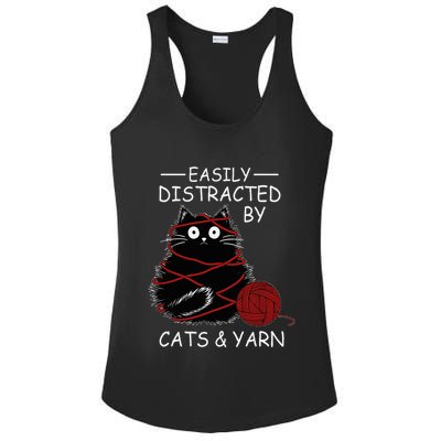 Easily Distracted By Cats And Yarn Kitten Lover Crochet Ladies PosiCharge Competitor Racerback Tank