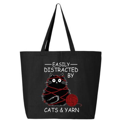 Easily Distracted By Cats And Yarn Kitten Lover Crochet 25L Jumbo Tote