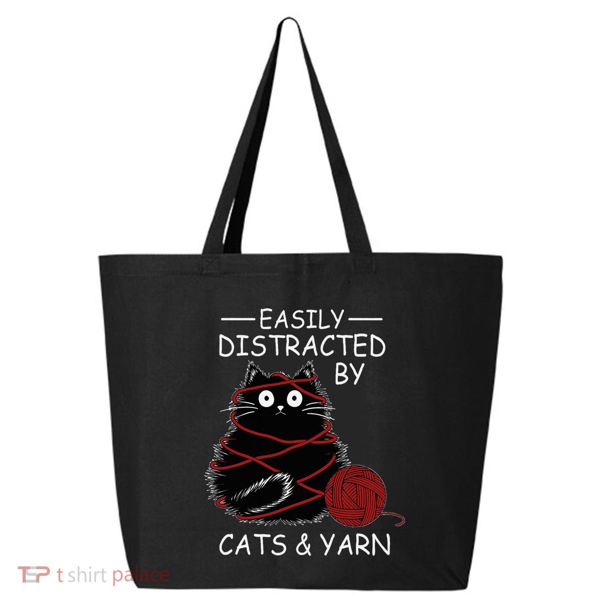 Easily Distracted By Cats And Yarn Kitten Lover Crochet 25L Jumbo Tote