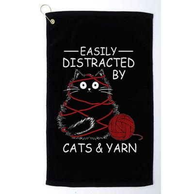 Easily Distracted By Cats And Yarn Kitten Lover Crochet Golf Towel