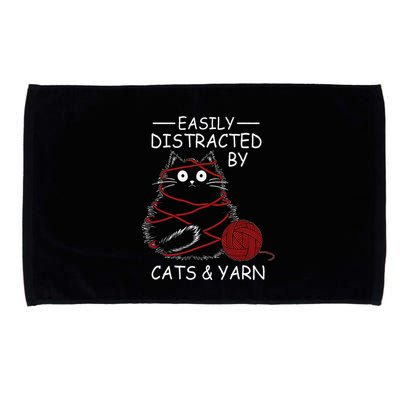 Easily Distracted By Cats And Yarn Kitten Lover Crochet Microfiber Hand Towel