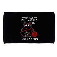 Easily Distracted By Cats And Yarn Kitten Lover Crochet Microfiber Hand Towel