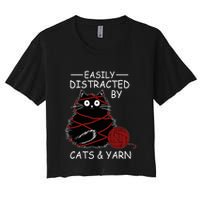 Easily Distracted By Cats And Yarn Kitten Lover Crochet Crop Top