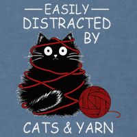 Easily Distracted By Cats And Yarn Kitten Lover Crochet Garment-Dyed Sweatshirt