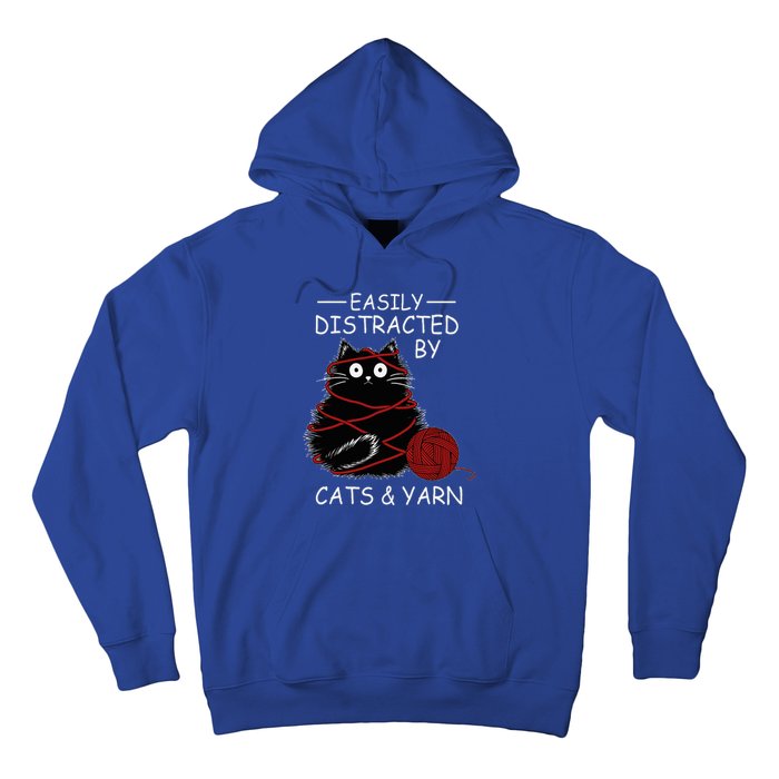 Easily Distracted By Cats And Yarn Kitten Lover Crochet Hoodie