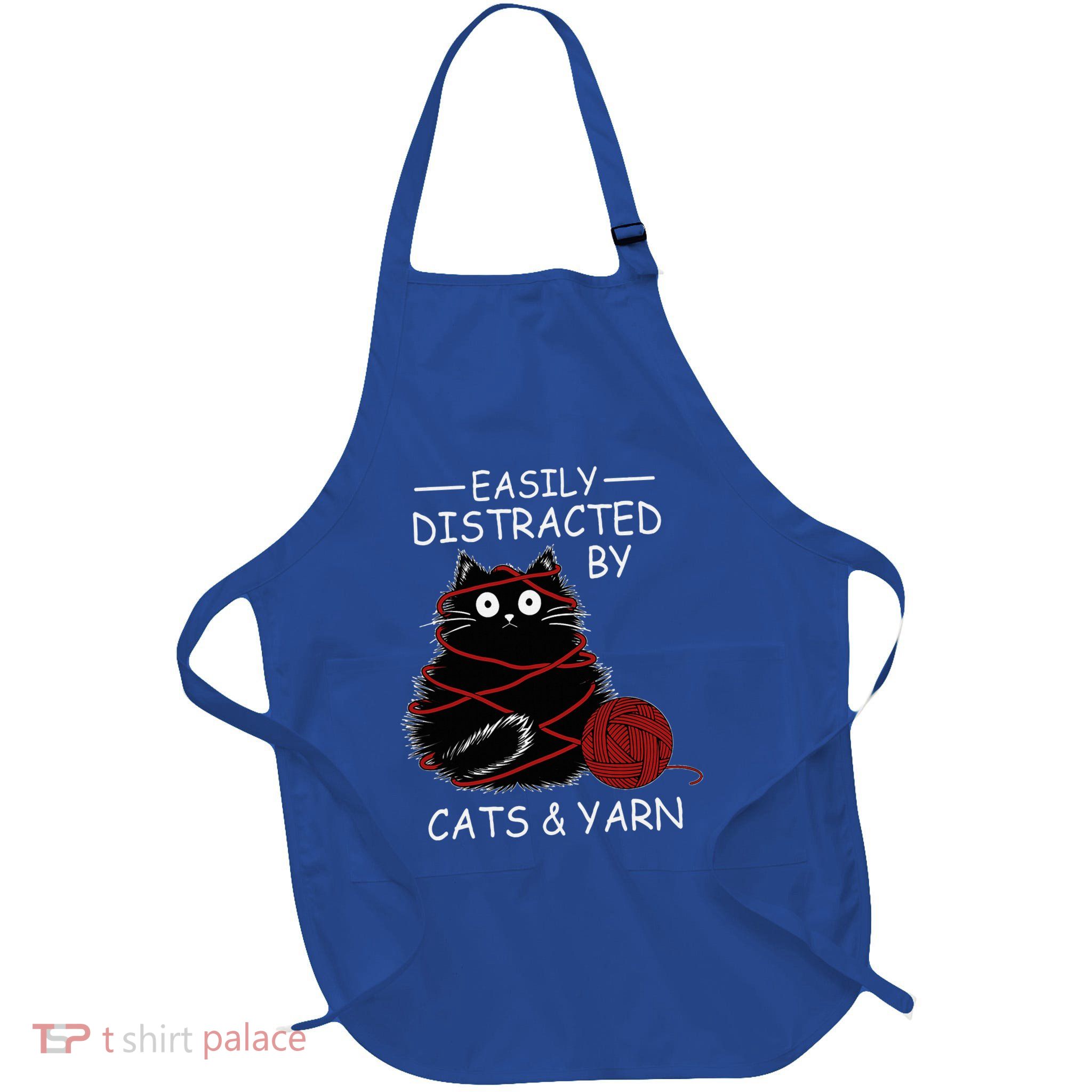 Easily Distracted By Cats And Yarn Kitten Lover Crochet Apron