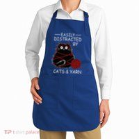 Easily Distracted By Cats And Yarn Kitten Lover Crochet Apron