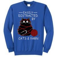 Easily Distracted By Cats And Yarn Kitten Lover Crochet Sweatshirt