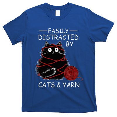 Easily Distracted By Cats And Yarn Kitten Lover Crochet T-Shirt