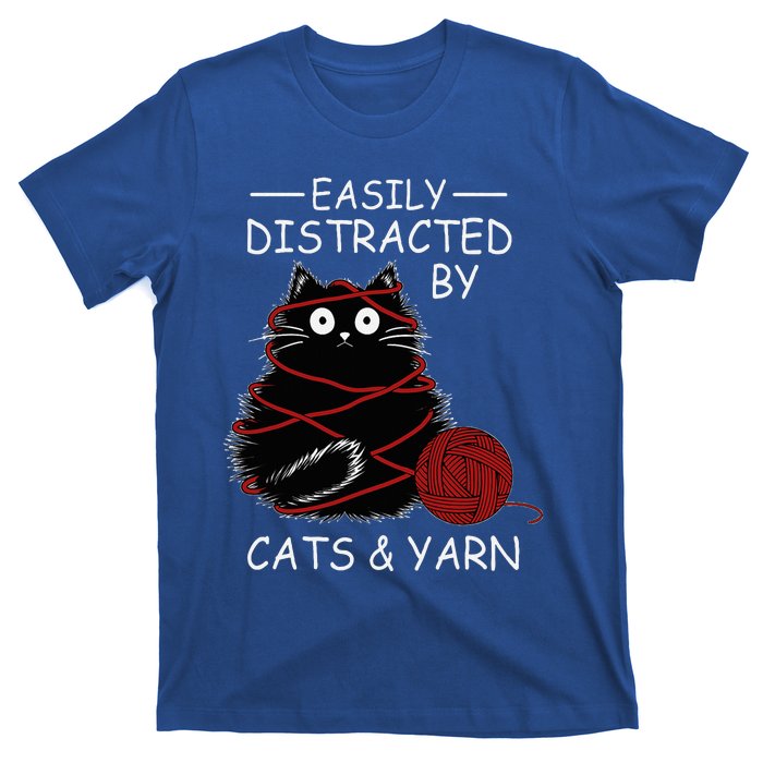 Easily Distracted By Cats And Yarn Kitten Lover Crochet T-Shirt