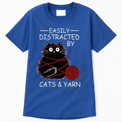 Easily Distracted By Cats And Yarn Kitten Lover Crochet Tall T-Shirt
