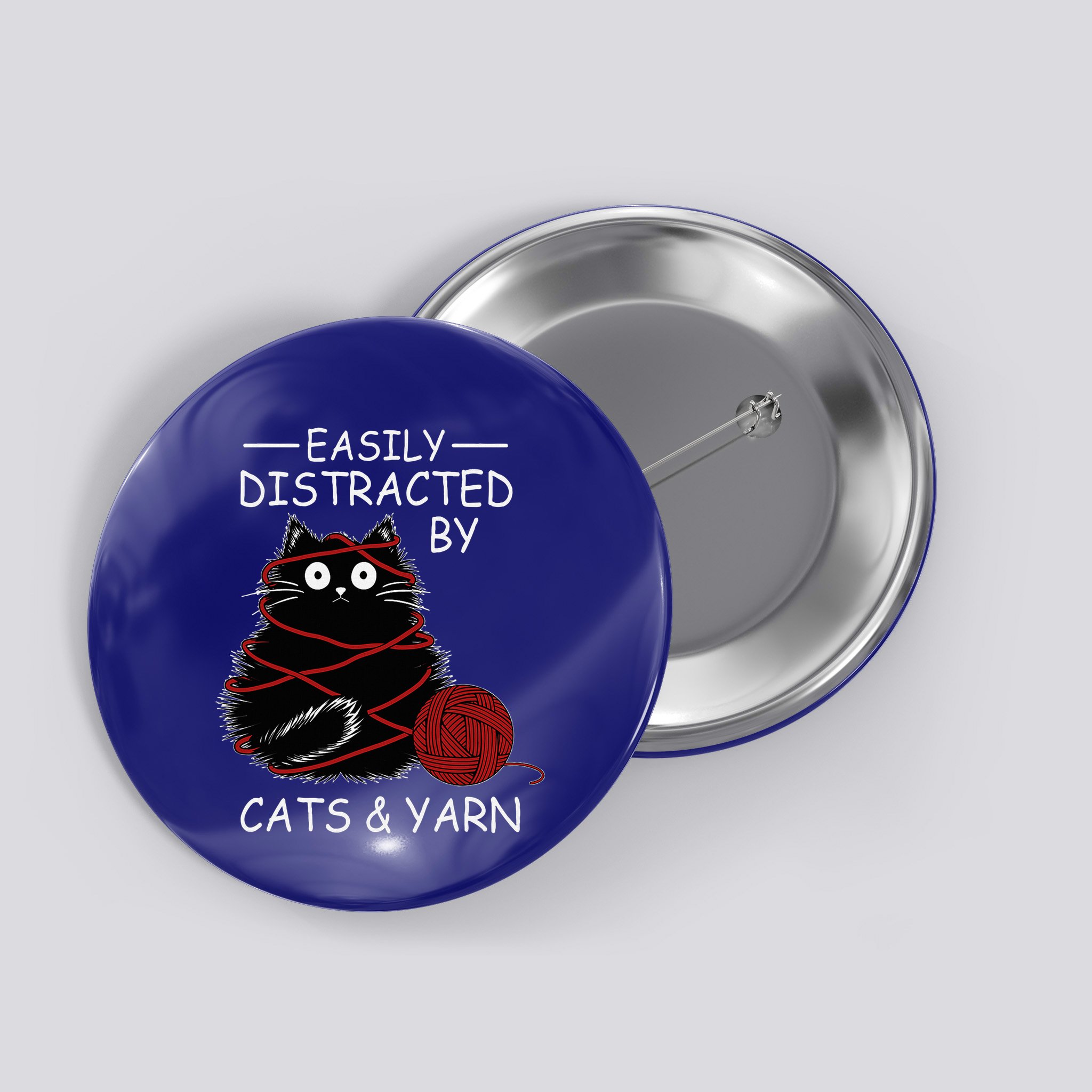 Easily Distracted By Cats And Yarn Kitten Lover Crochet Button